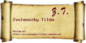 Zvolenszky Tilda névjegykártya